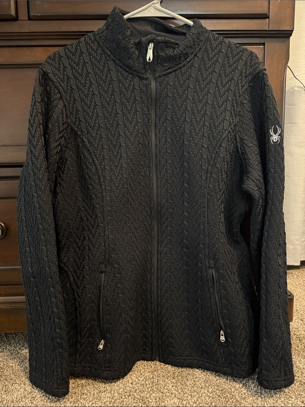 Spyder Women’s Black Textured Full-Zip Teddy Jacket